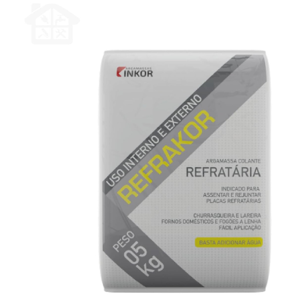 Inkor Massa Refratária, 5kg, para Tijolos, Placas, Churrasqueira e Fornos