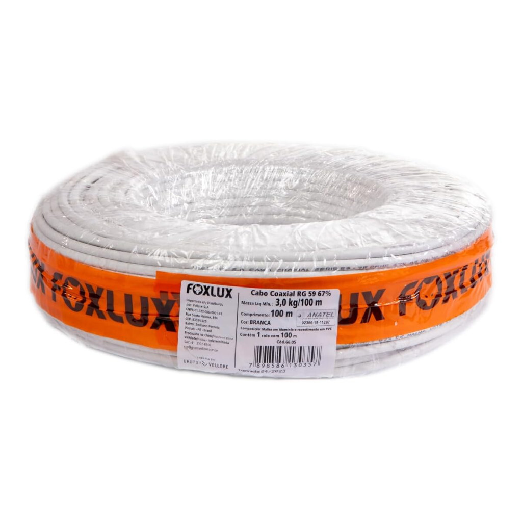 Cabo Coaxial Rg 59 67% 100mts