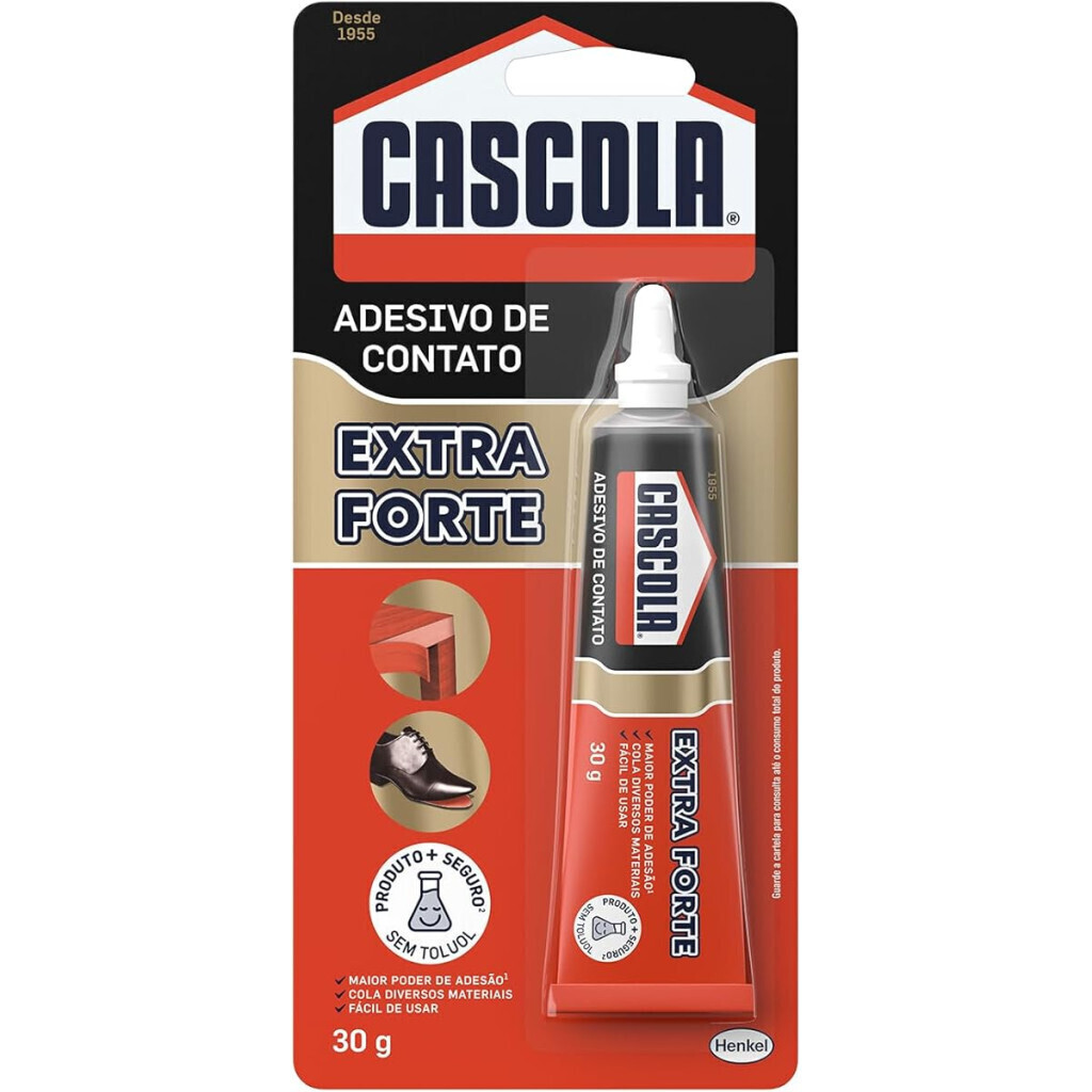 Cascola Extra Sem Toluol, Cola de Contato de Alta Resistência, Adesivo de Contato de Secagem Rápida, 1x30g