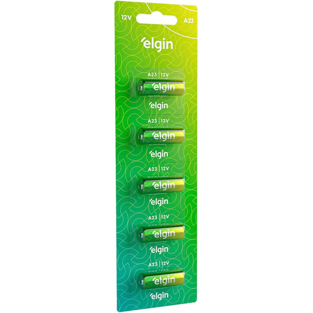 Bateria Alcalina A23 Cartela com 5 Unidades Elgin 12v Pilha