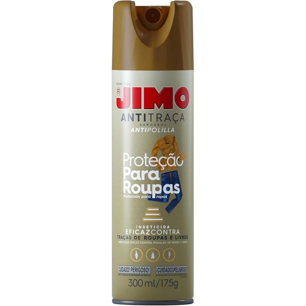 Jimo Anti Traça Inseticida Proteção para Roupas e Livros Sem Cheiro Aerossol 300ml
