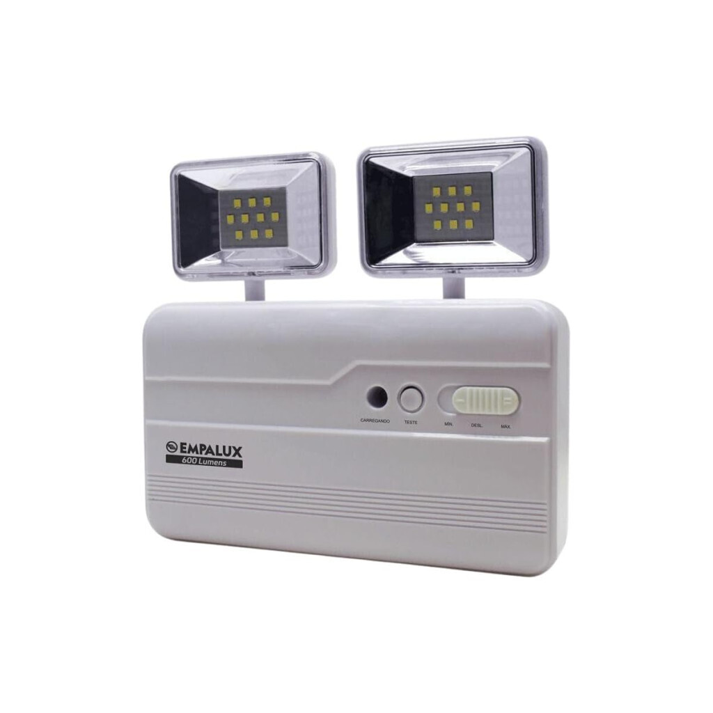 Iluminação de Emergência 2 Faróis 600lm 4w 3.7v 1.2ah Retrátil, Branco, Empalux