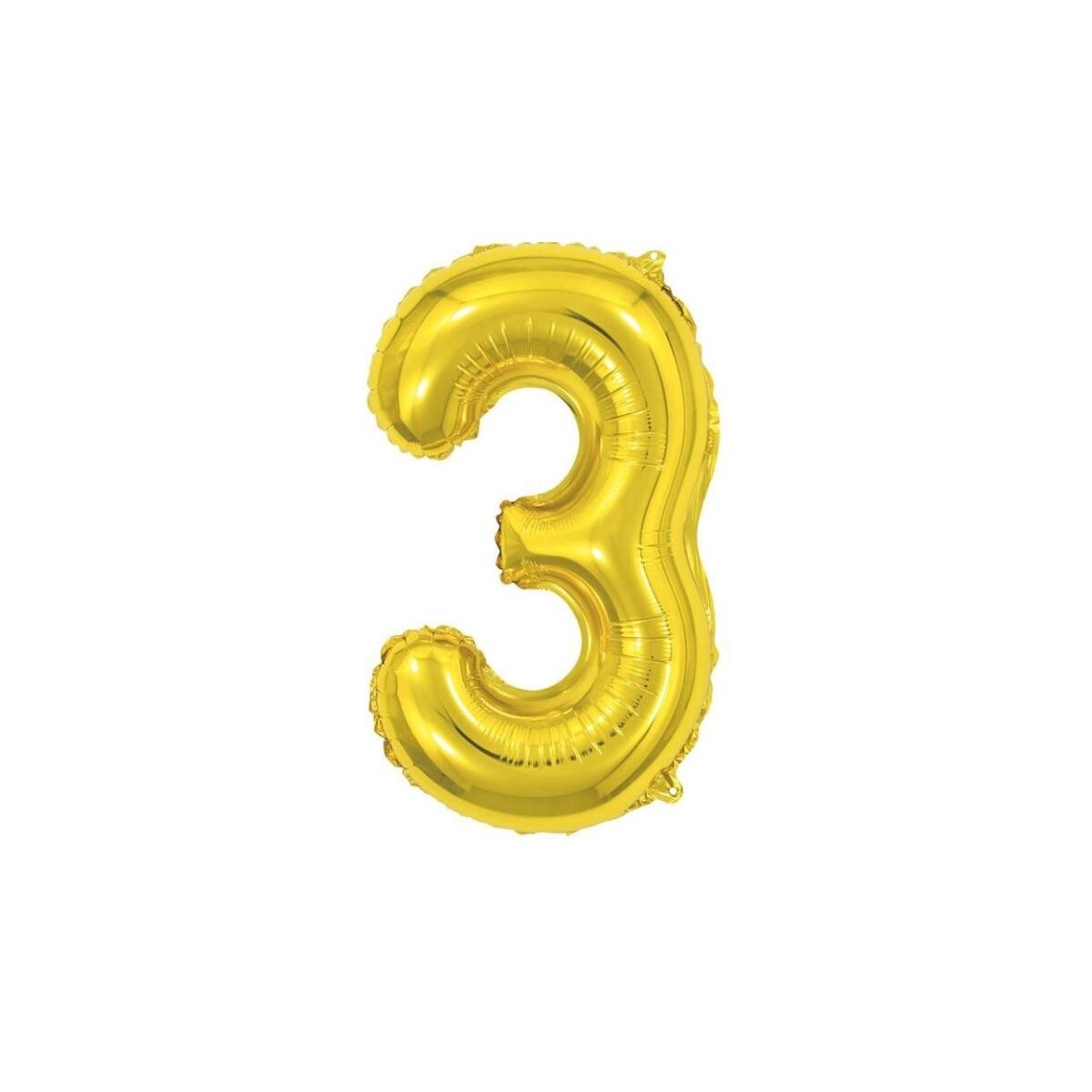 Balão Metalizado N°3 Make Dourado 40cm para Decoração Premium