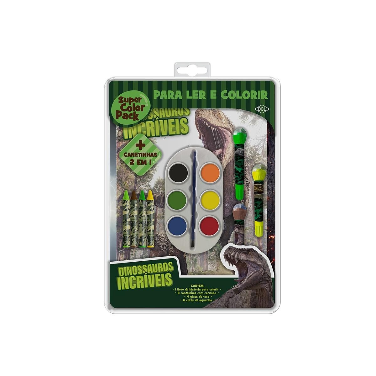 Kit Pintura Infantil Dinossauros Dcl Super Color Pack Completo