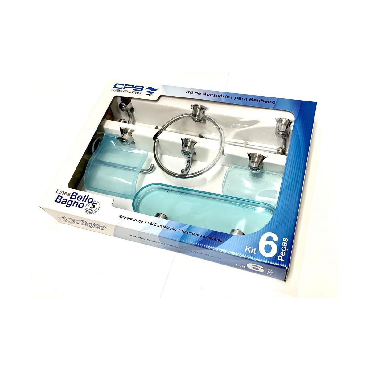 Kit Acessórios para Banheiro 6 Peças Cristal - Bello Bagno