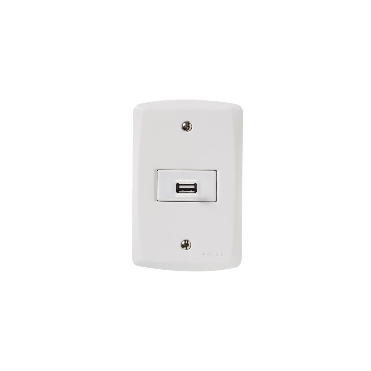 Conjunto 4x2 1 Tomada Usb 1,5a Bivolt Tramontina Lux2 Branco