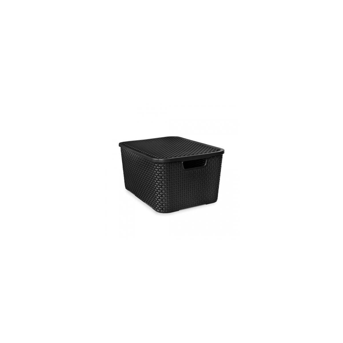 Caixas Organizadora Rattan 7 Litros C/ Tampa Preta Kit 3 Pçs