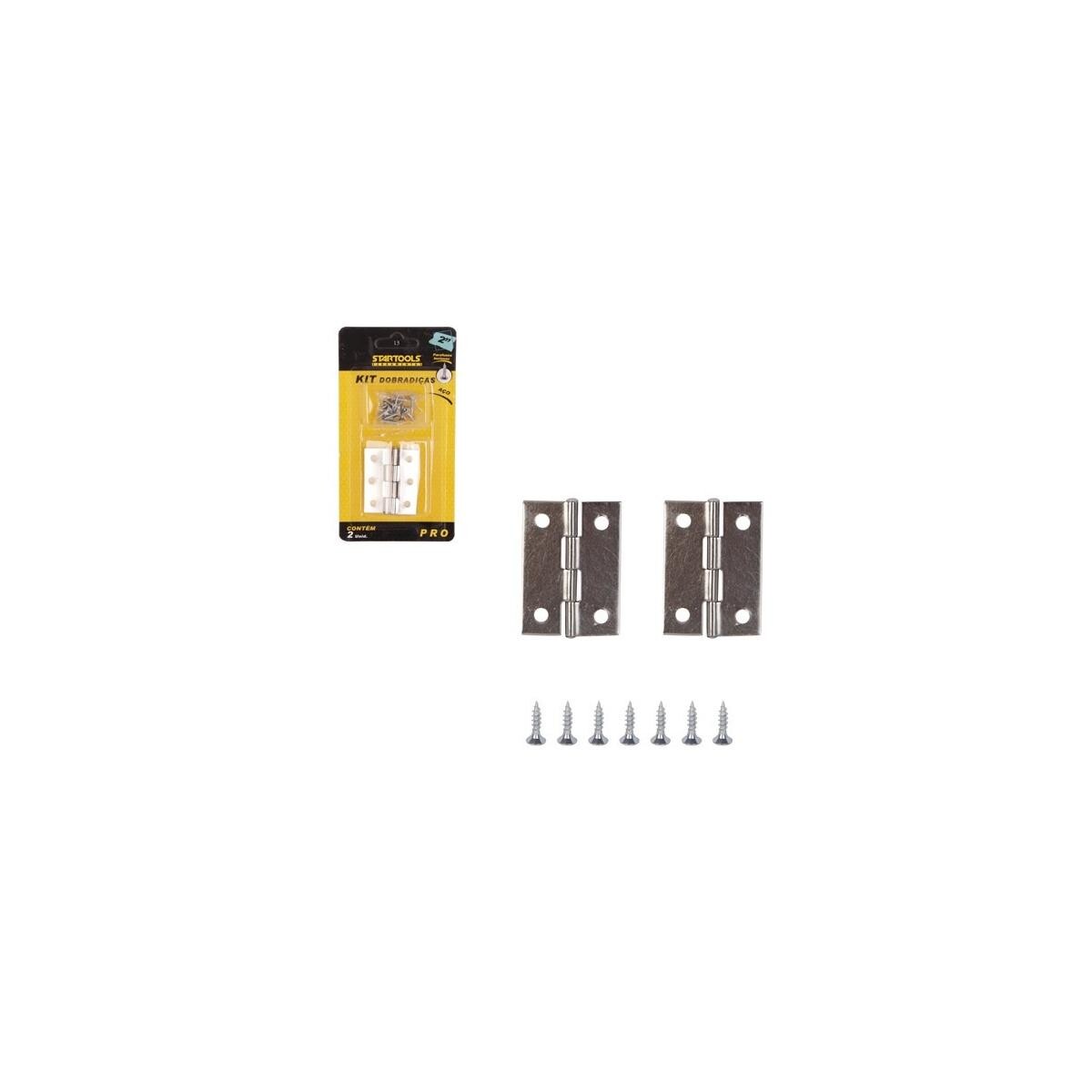 Kit 2 Dobradiças Pino Solto Zincada N° 2 Startools com Parafusos