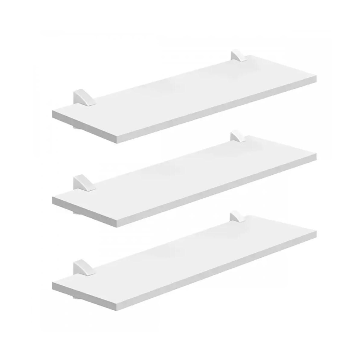 Kit 3 Prateleiras Flutuantes Mdf Brancas 40x20cm com Suporte