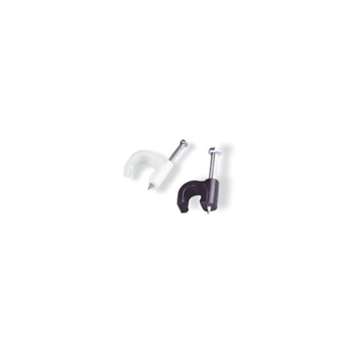 Grampo Cabo Coaxial 10mm C/ Prego de Aço - Caixa 20 Peças