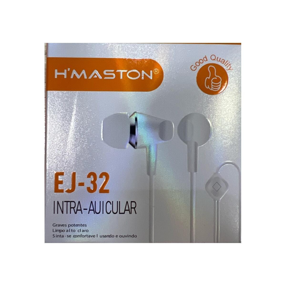 Fone de Ouvido H'maston Ej-32 Branco - áudio Claro e Durável