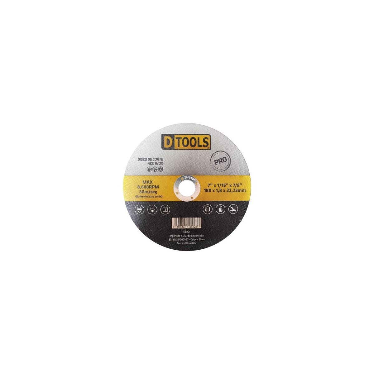 Disco de Corte Dtools Aço Inox 7x1,8mm - Alta Performance