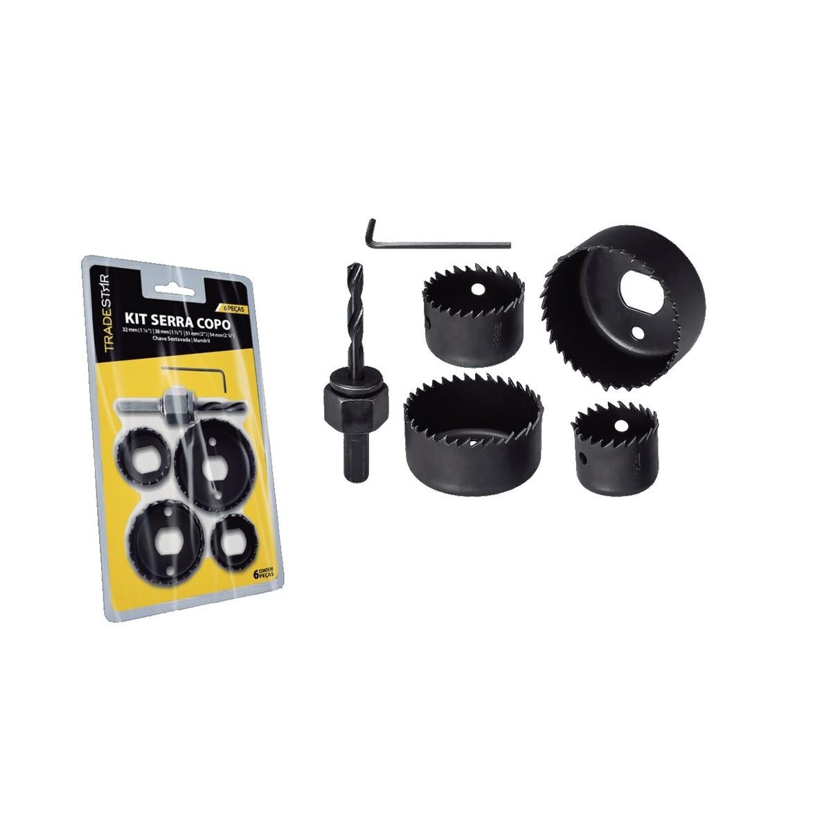 Kit Serra Copos Tradestar 6 Peças Aço Carbono para Madeira