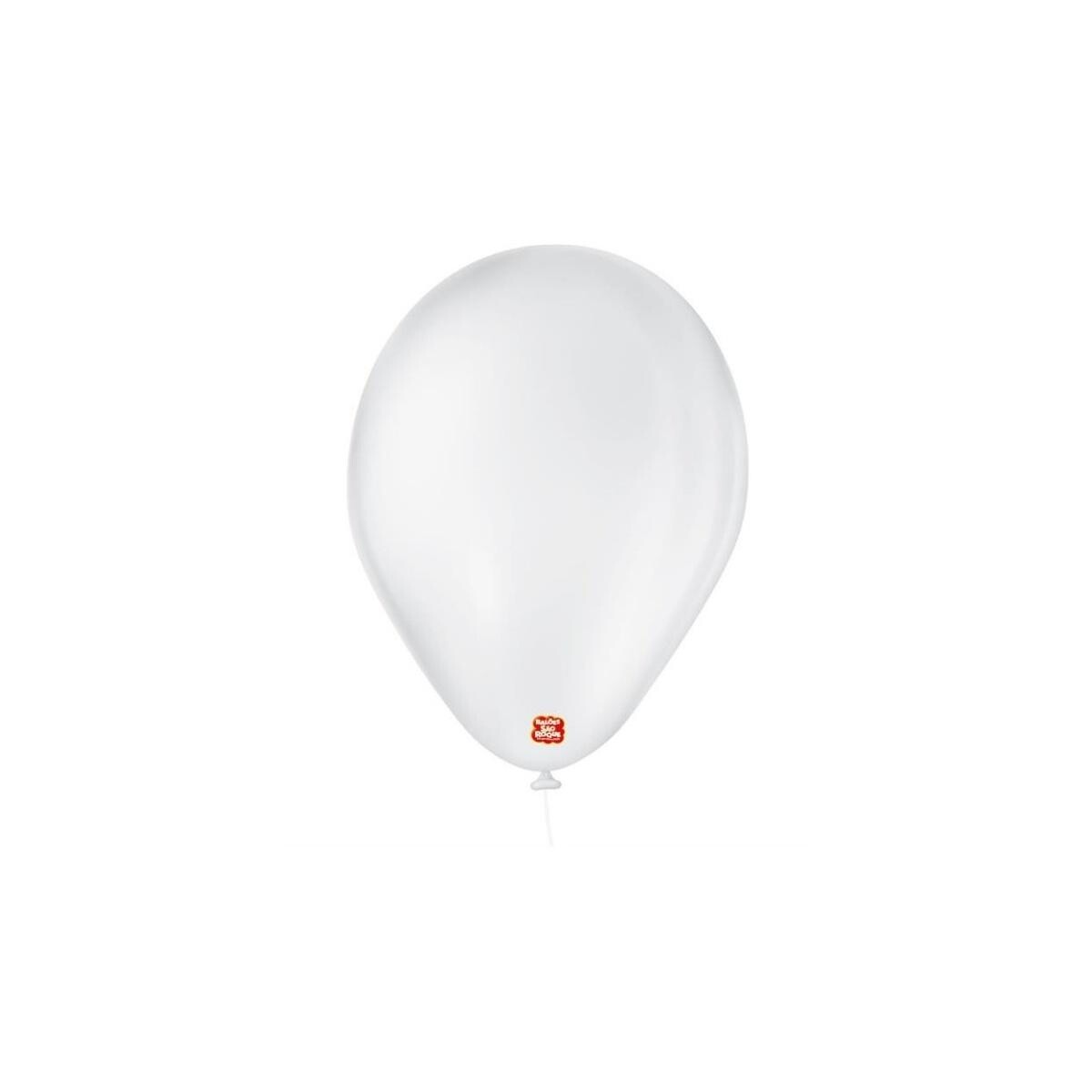 Balão Branco Liso São Roque 7 Pol. Pacote com 50 Unidades