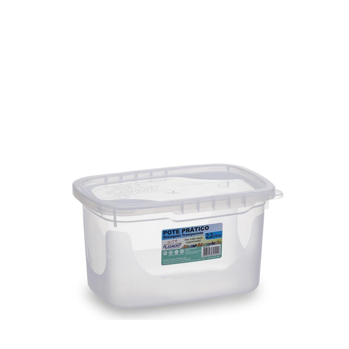 Kit com 10 Potes Plásticos Transparentes de 2.2 L para Manti