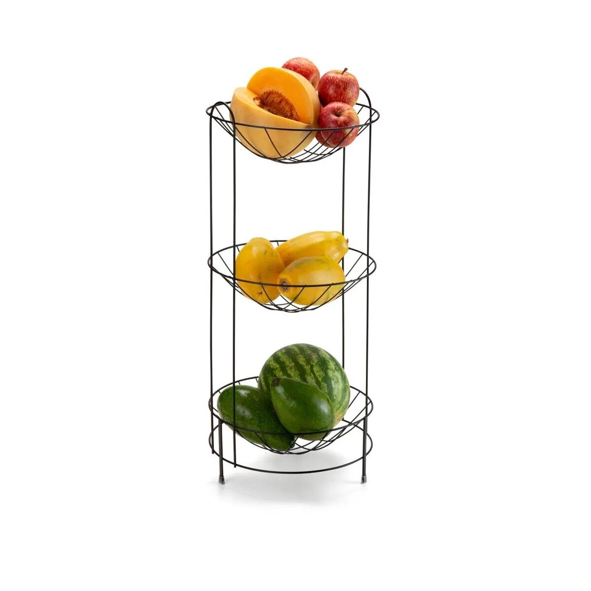 Fruteira Tripla de Chão Black - Praticidade e Resistência