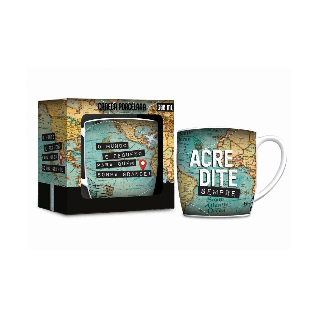 Caneca Cafe Porcelana Urban 360ml - Mapa Acredite Sempre Cor