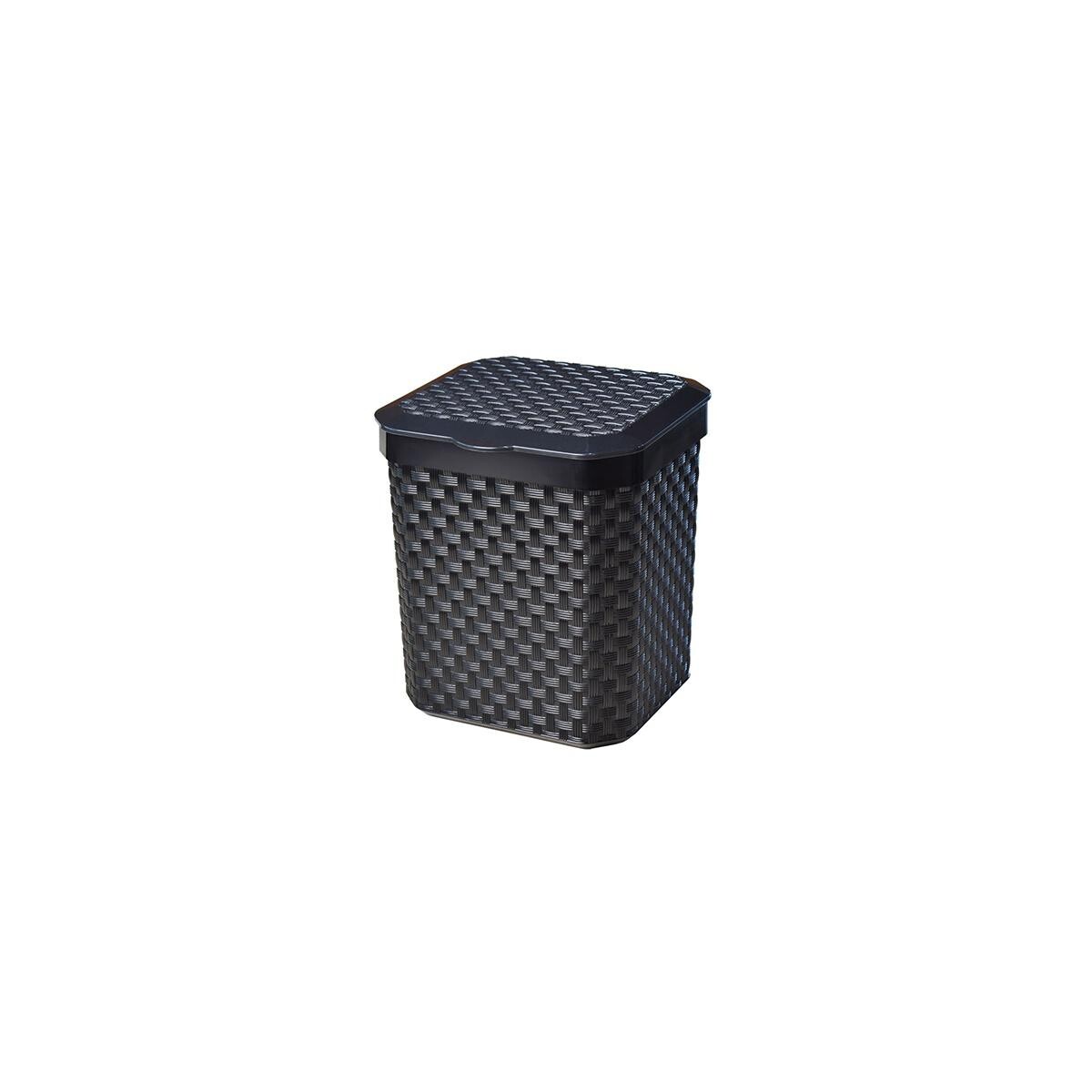 Lixeira Cesto Rattan 5 Litros Preta C Tampa Cozinha Banheiro