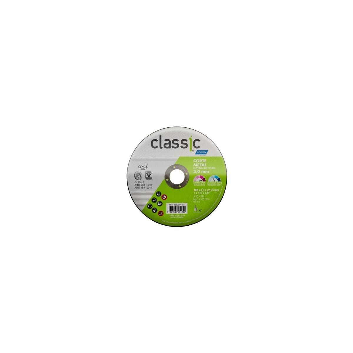 Disco de Corte Norton Classic 7" 3,0mm para Metal e Aço
