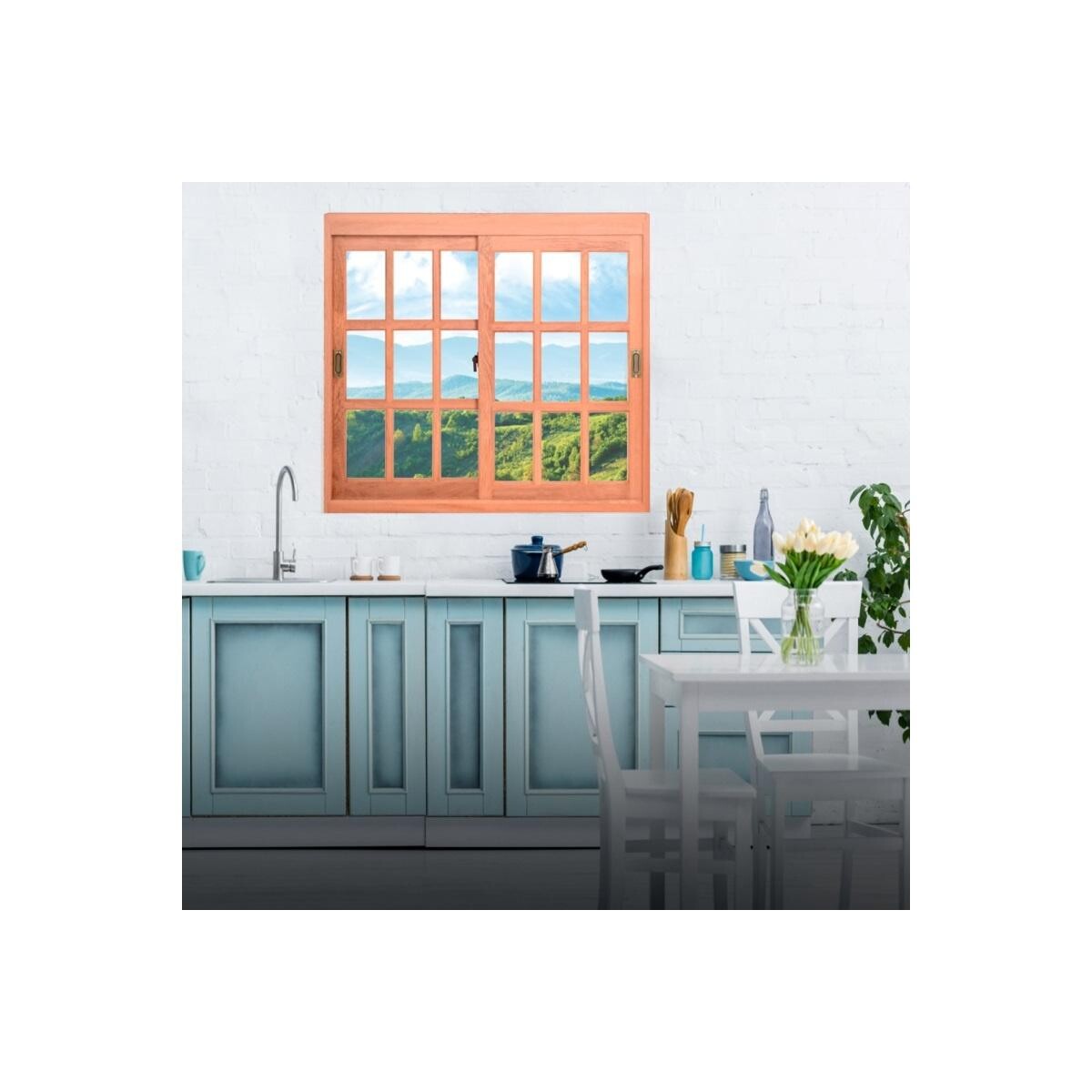 Esquadria de Eucalipto Esel Je221 150x100x12cm - Sem Verniz