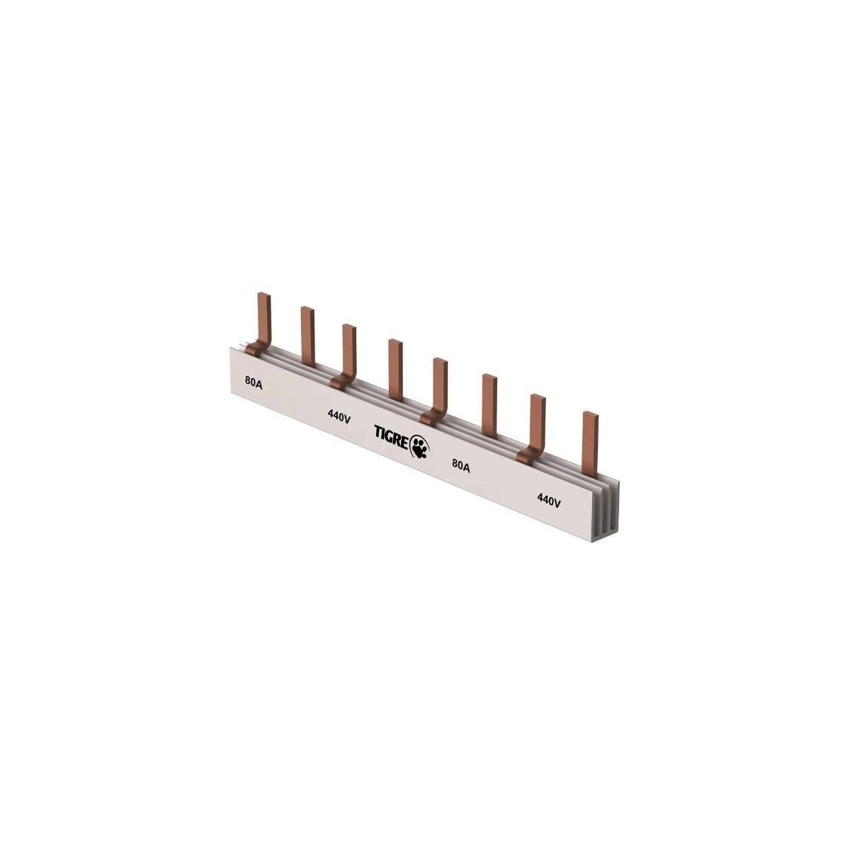 Barramento Elétrico Bifásico 8 Ligas Din 80a 440v Tigre