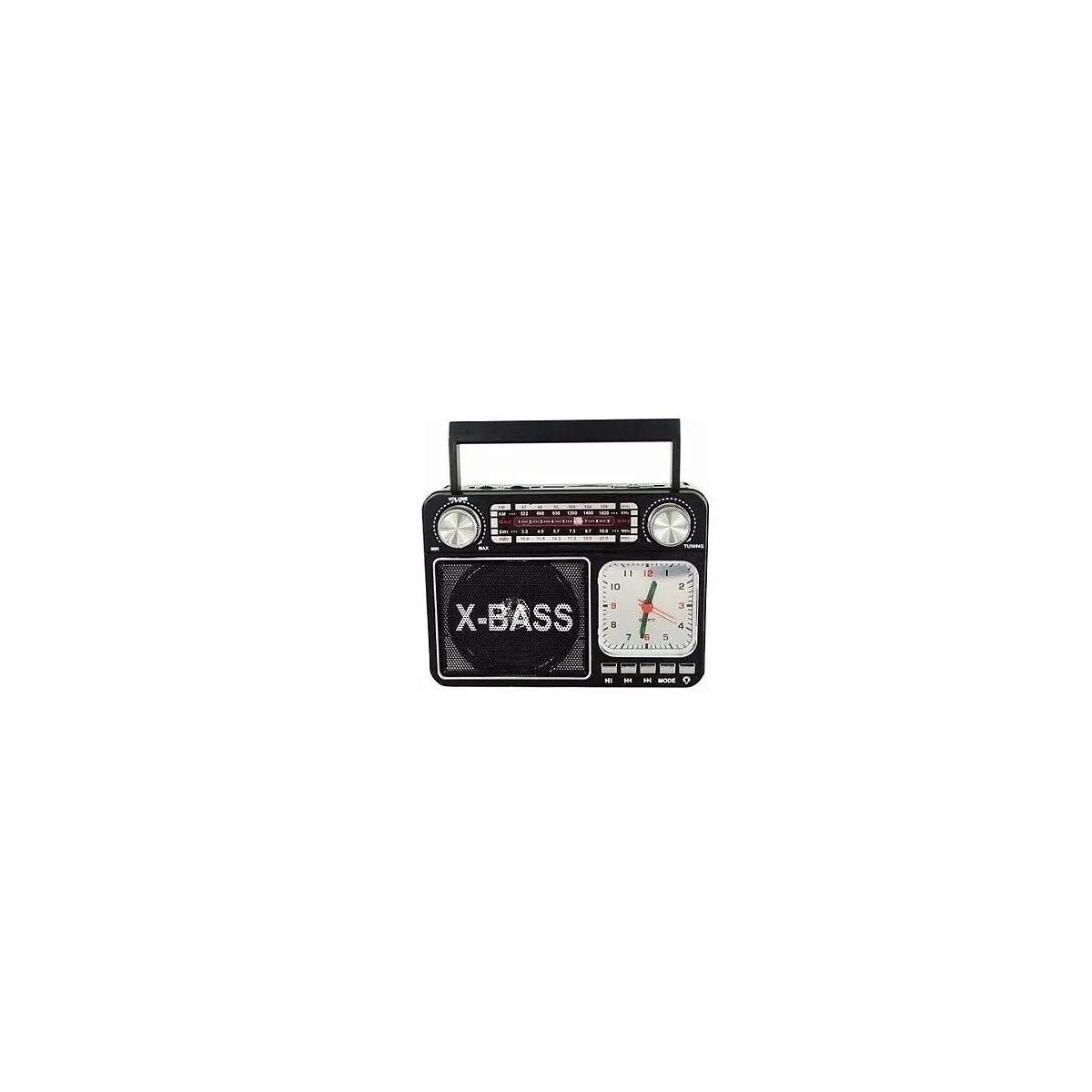 Rádio Am Fm Usb Retro Relógio Pilha Tomada Recarregável Cor