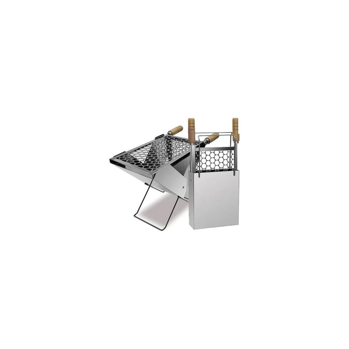 Churrasqueira Portátil Versátil Maleta Pequena Compacta Aço Inox
