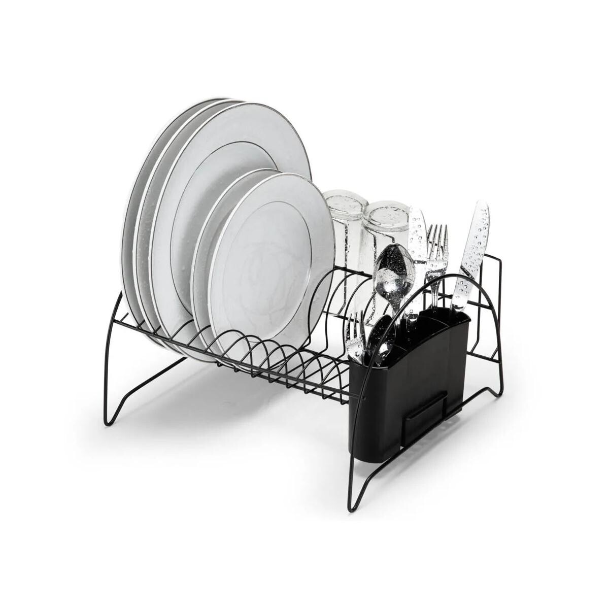 Escorredor de Louça Black Fan com Porta Copos - Preto Design Moderno