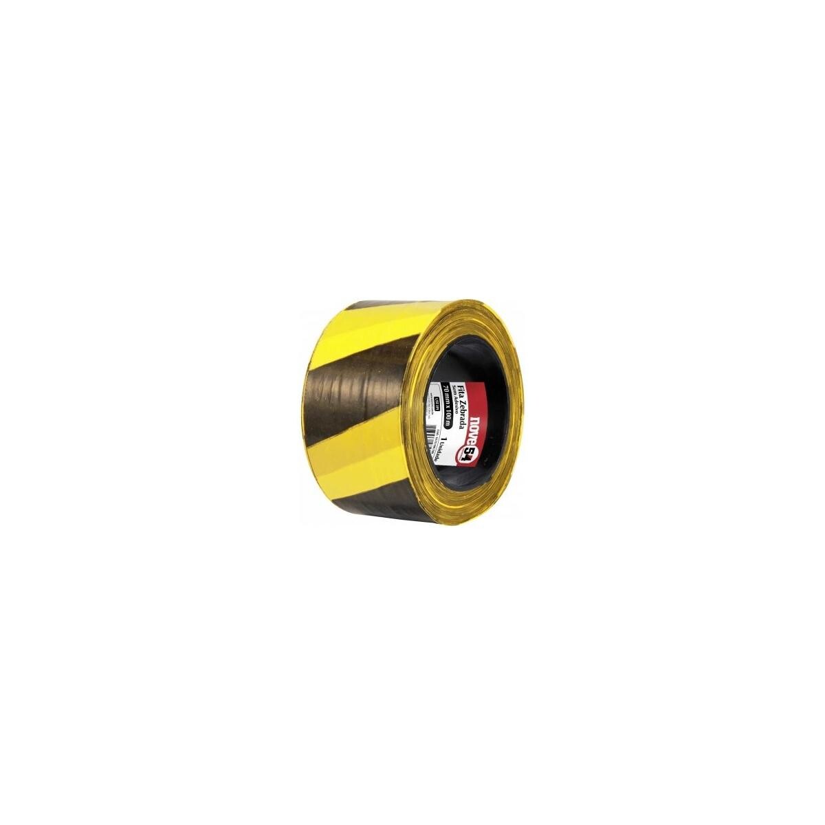 Fita de Demarcação Nove54 Sem Adesivo Amarelo/preto 70mm X 100m