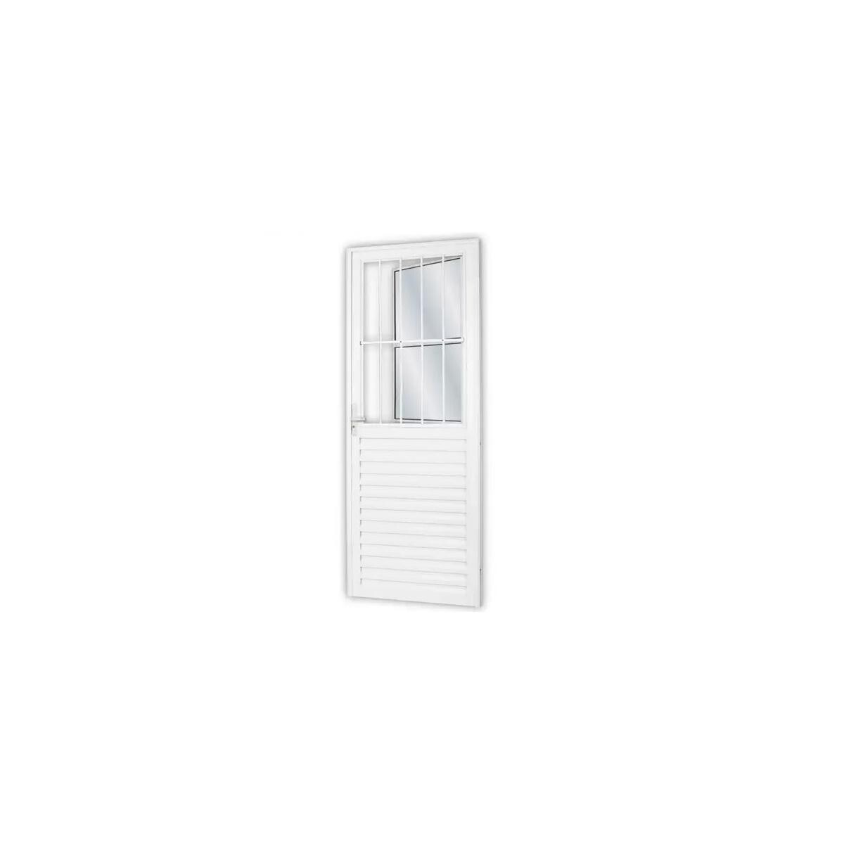 Porta de Giro Mgm Alum/aço C/postigo 2 Vidros 210x80cm Branco Direita