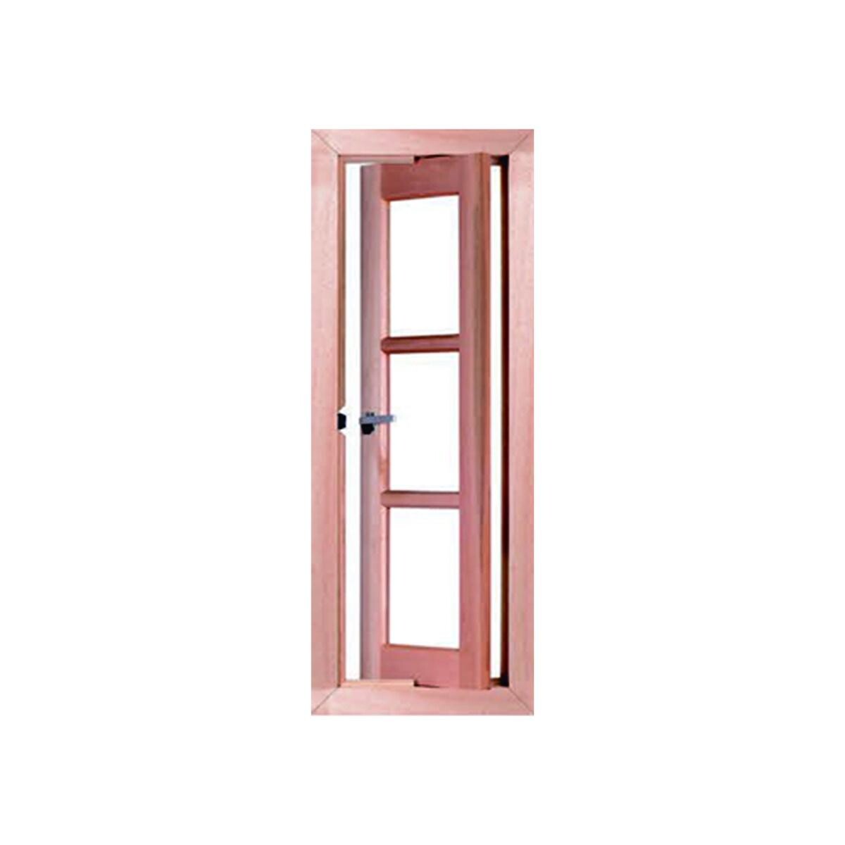 Janela Vitrô Pivotante Esel Eucalipto 30x100cm Vidro Quadriculado