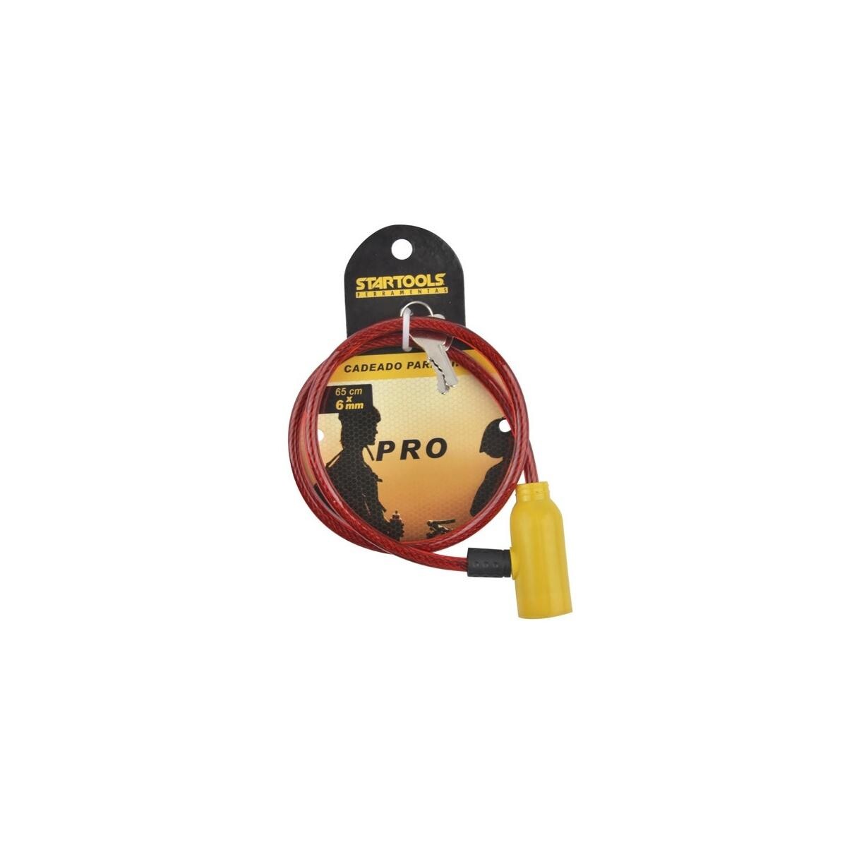 Cadeado para Bicicleta Startools Cabo de Aço 65cm Segurança