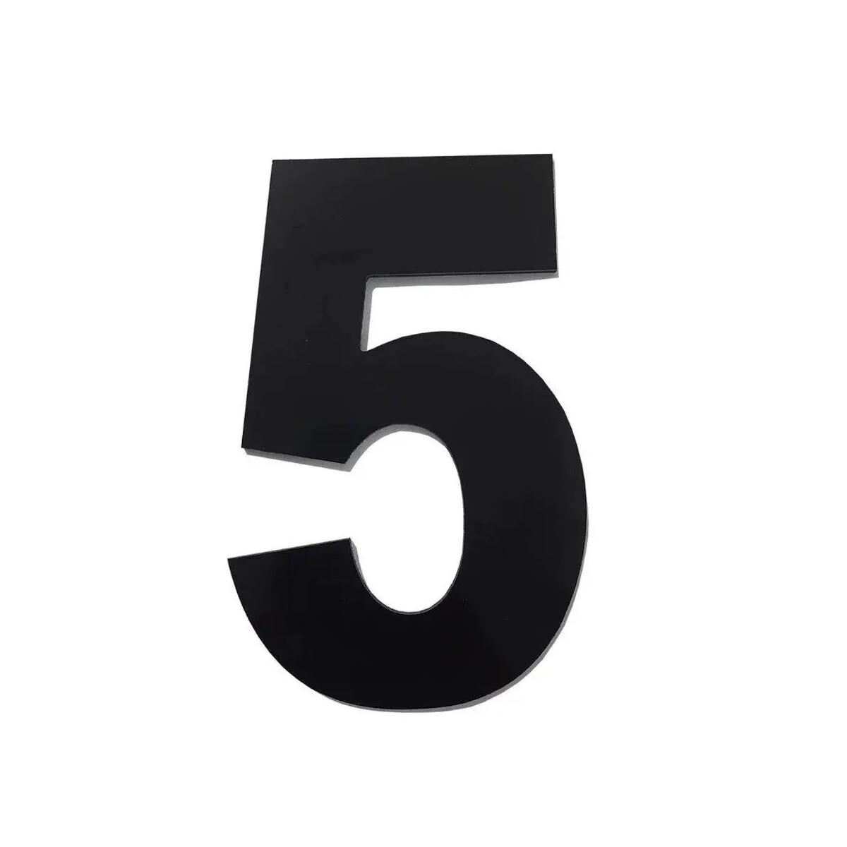 Número Residencial 125mm Preto Numeral 5 - Alta Durabilidade