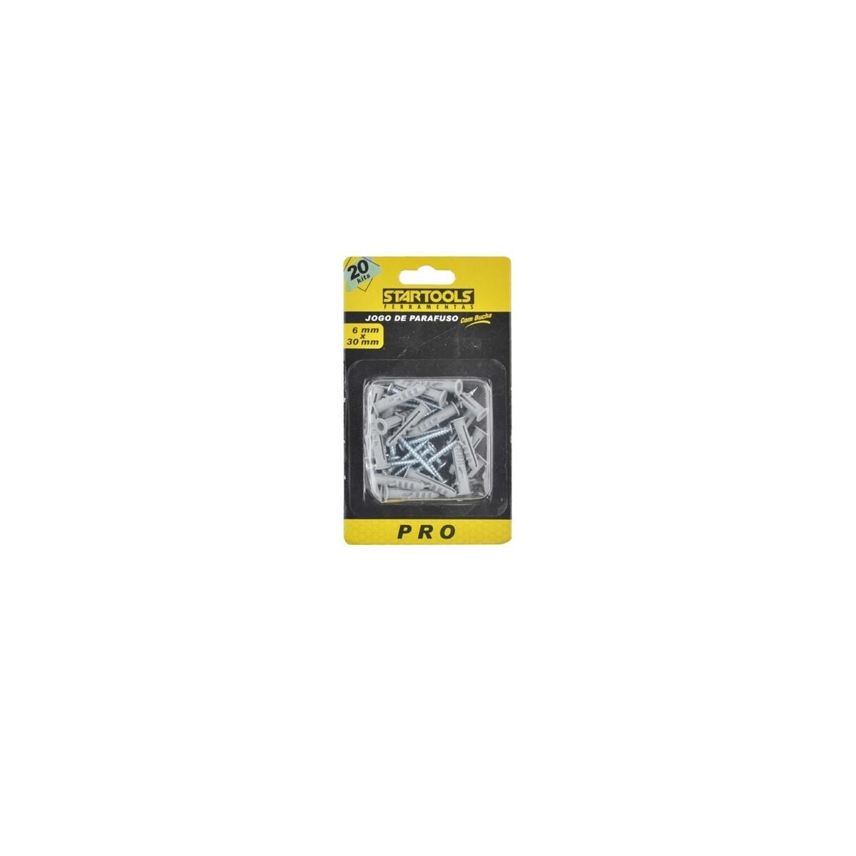 Kit 20 Parafuso Bucha 6x30mm Startools - Fixação Segura e Rápida