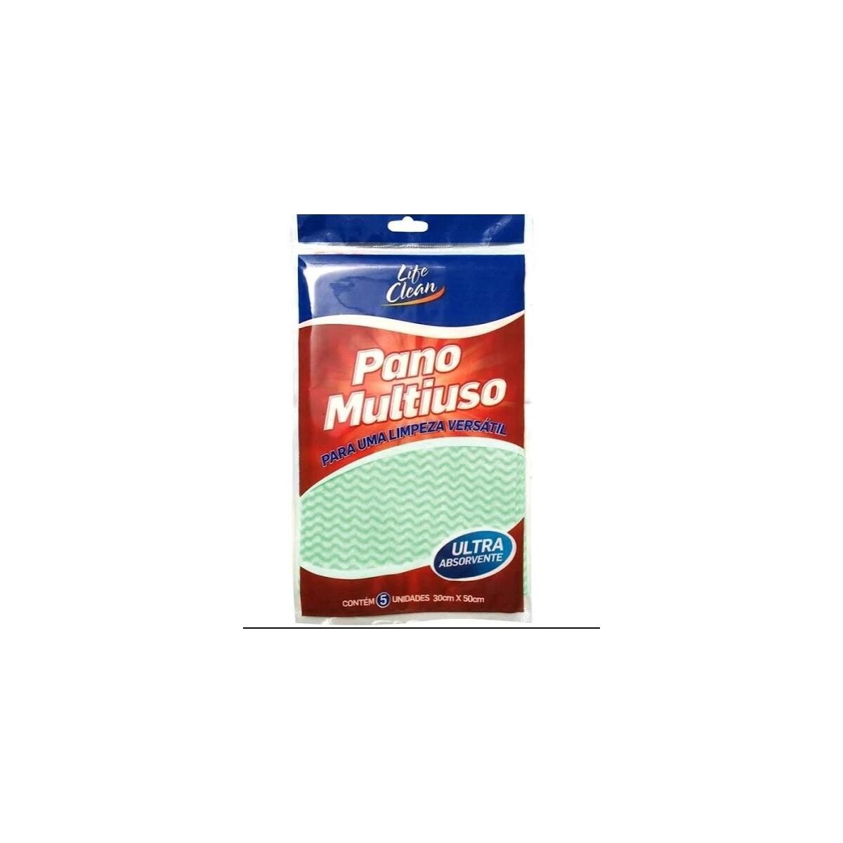Pano Multiuso Life Clean Verde 28x50cm Kit 5 Unidades Reporsul