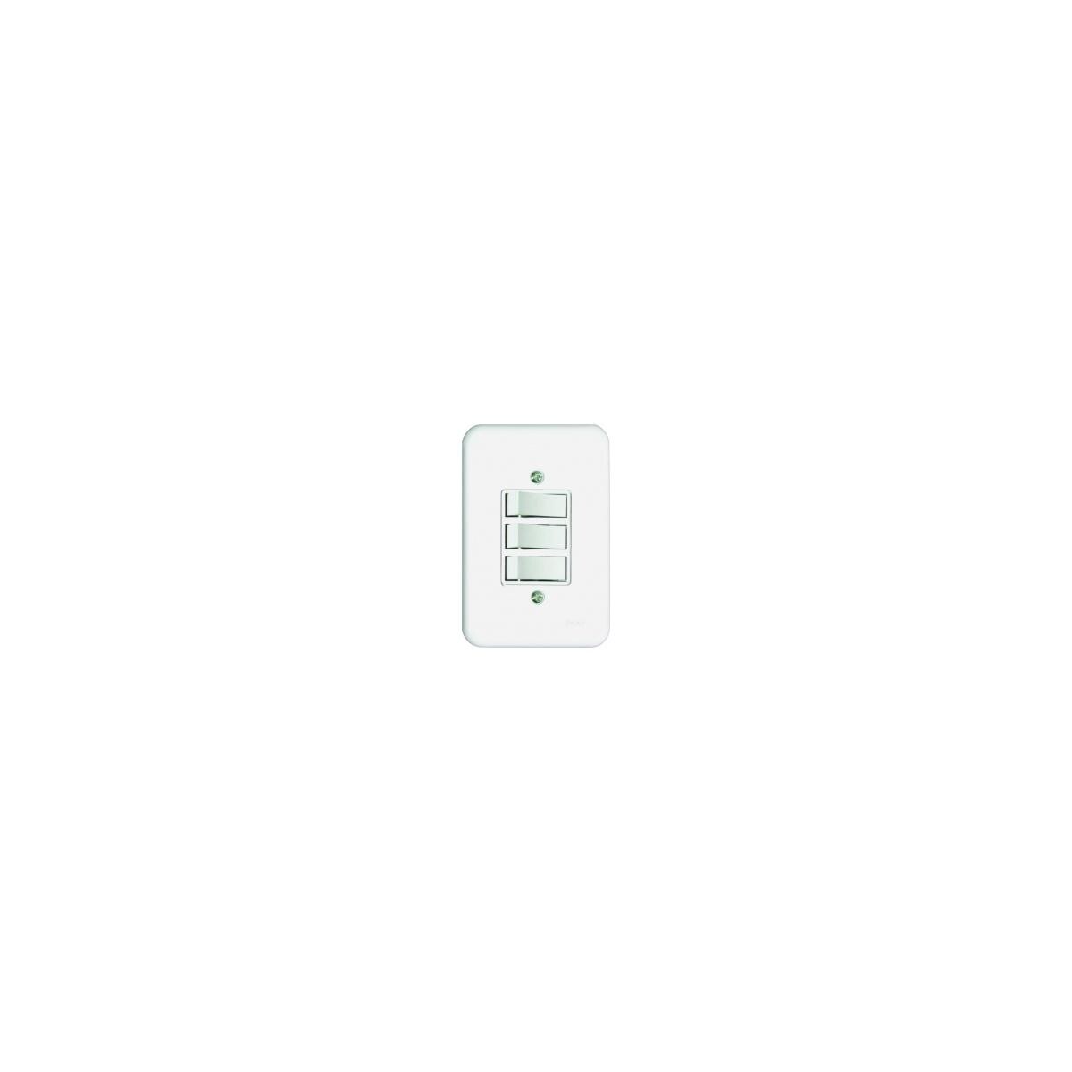 Interruptor 3 Teclas Simples Pollar Radial 10a com Placa Branca