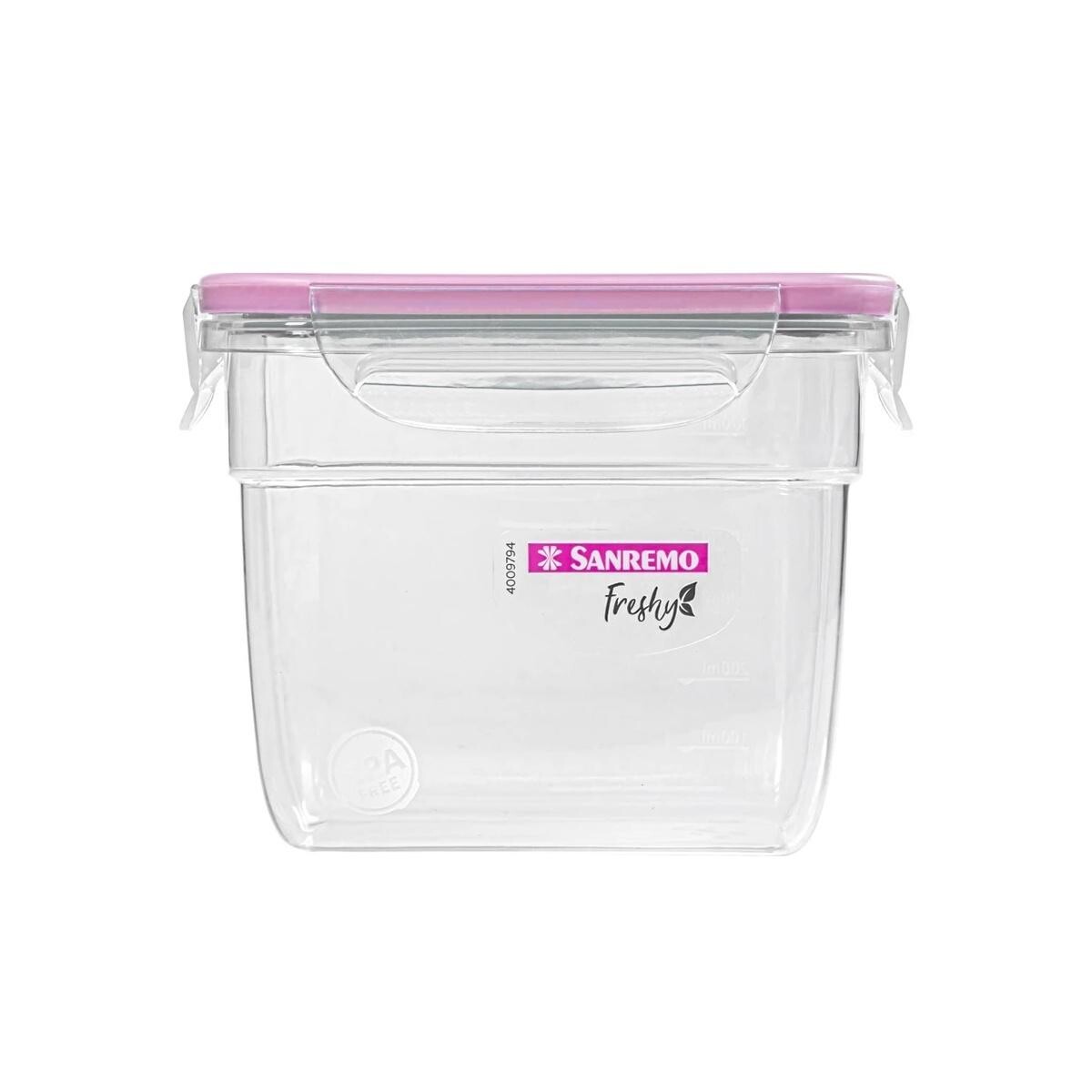 Kit 3 Potes Plastico Tampa com Travas Sanremo 770ml Cor Rosa