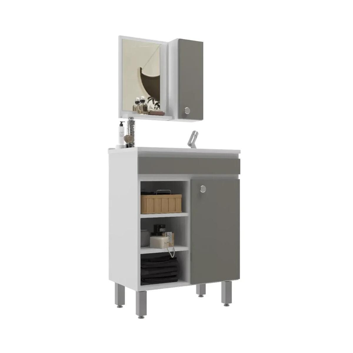 Balcão para Banheiro Belizze Siena 55cm Cimento - Design e Durabilidade