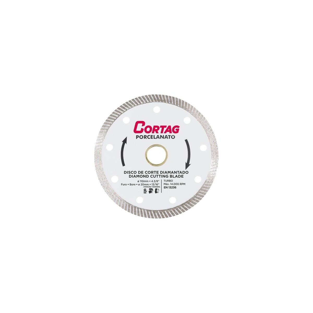 Disco Cortag Diamantado Turbo para Porcelanato 110mm X 20mm