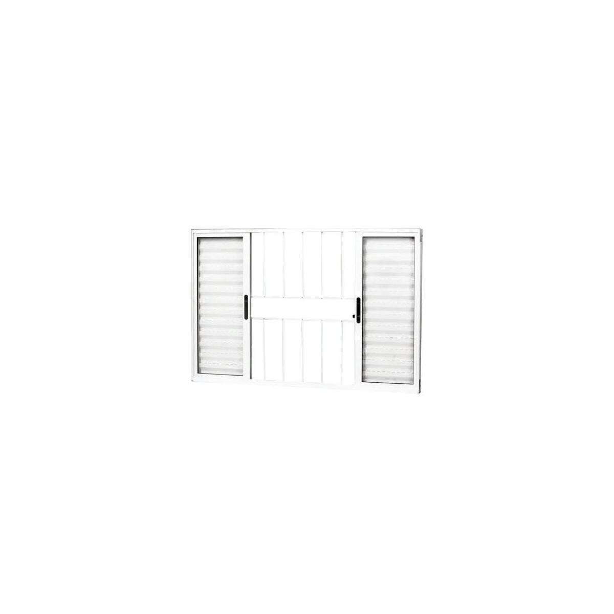 Janela de Alumínio com Veneziana Mgm 150x120 Vidro Liso, Grade e 6 Folhas