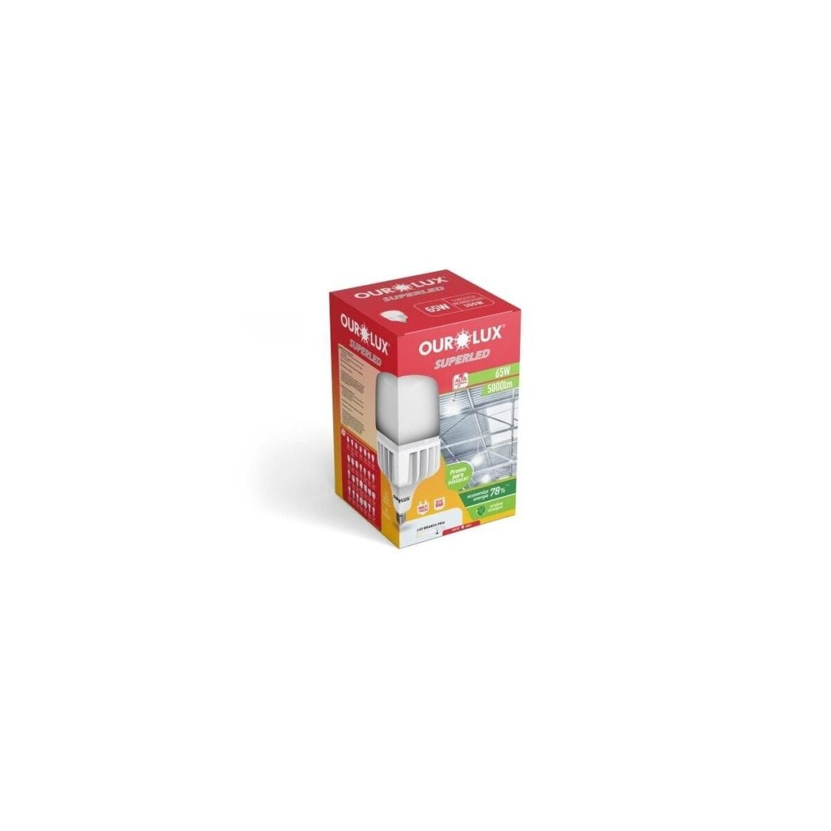 Lâmpada Led 65w 6500k E40 Ourolux Alta Potência Luz Branca Fria