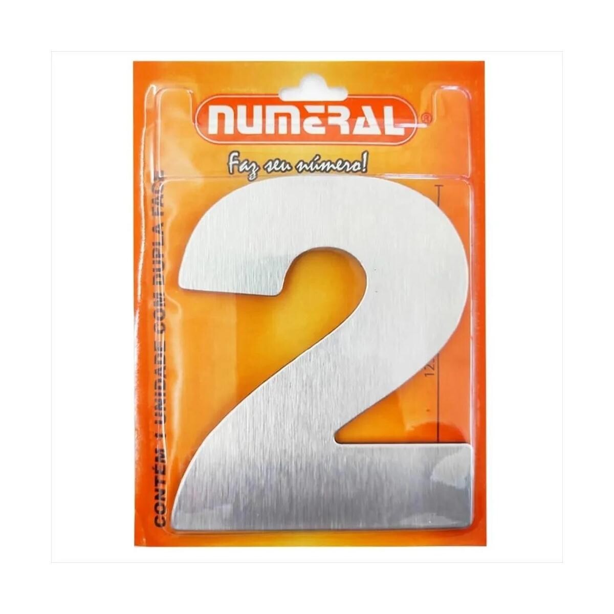 Número Residencial 3d 125mm Aço Escovado Nº 2 - Numeral
