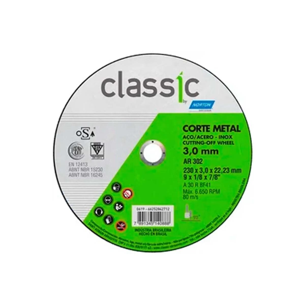 Disco de Corte Norton Classic 9" 3,00mm para Metais