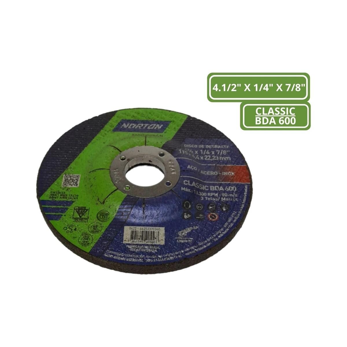 Disco Desbaste 4-1/2" Norton Classic para Metais