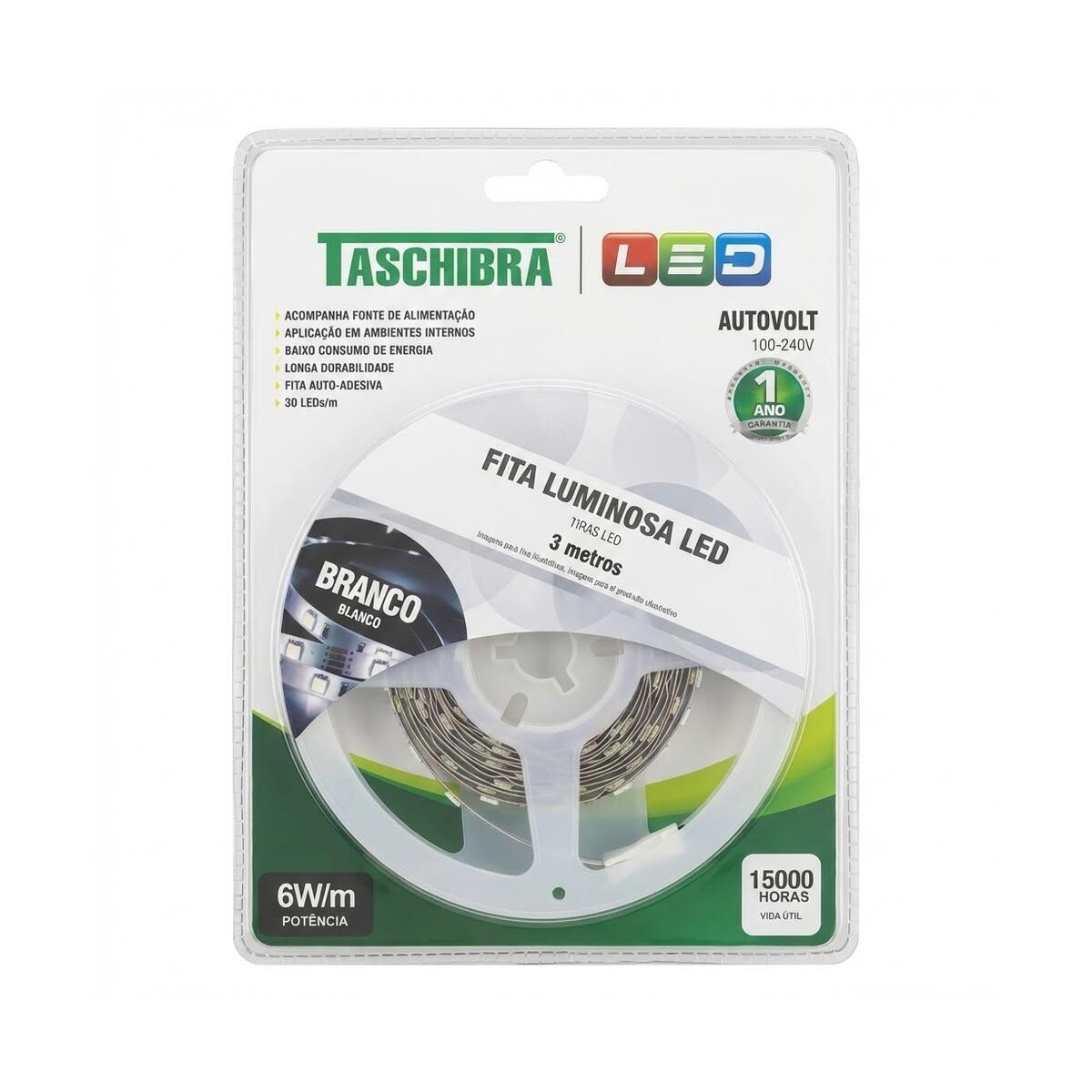 Fita de Led 6w 3 Metros 12v 6500k Taschibra