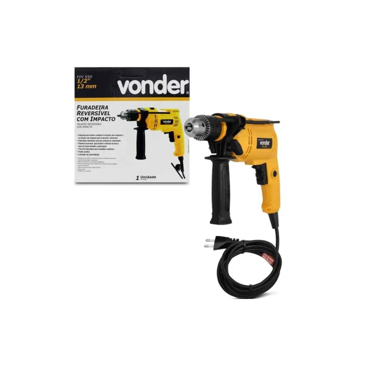 Furadeira de Impacto Vonder Fiv550 1/2" Profissional