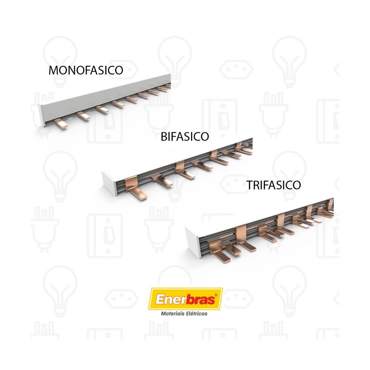 Barramento Pente Tripolar 12 Polos Din 63a - 21cm Elétrico