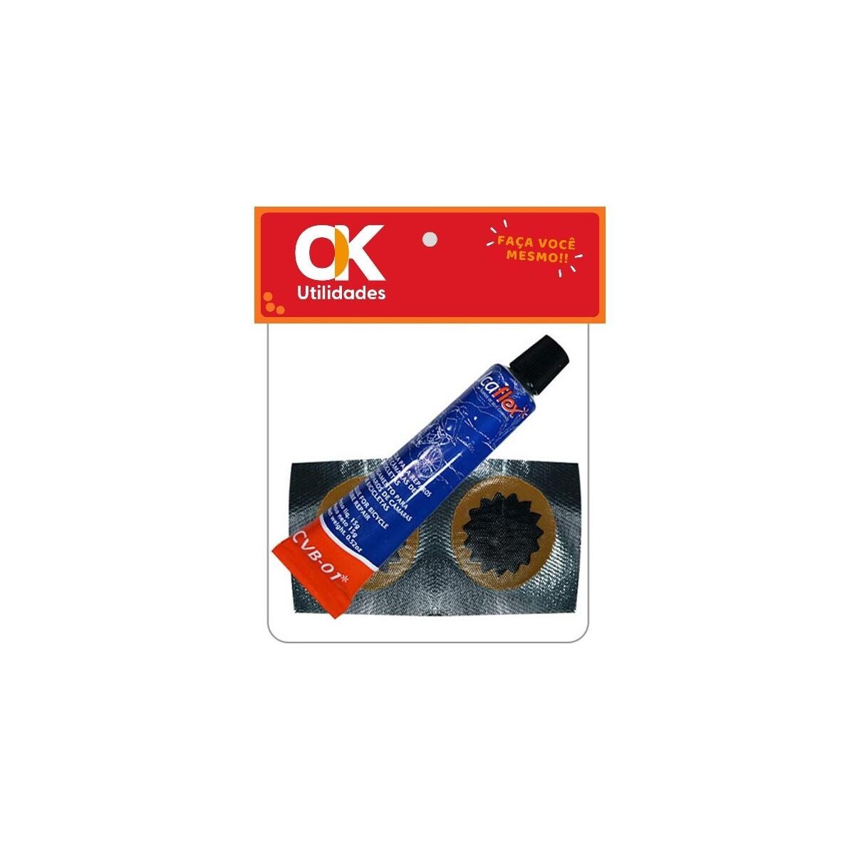 Kit Remendo Pneu 3cm e Cola 15g Ok Utilidades para Câmara de Ar
