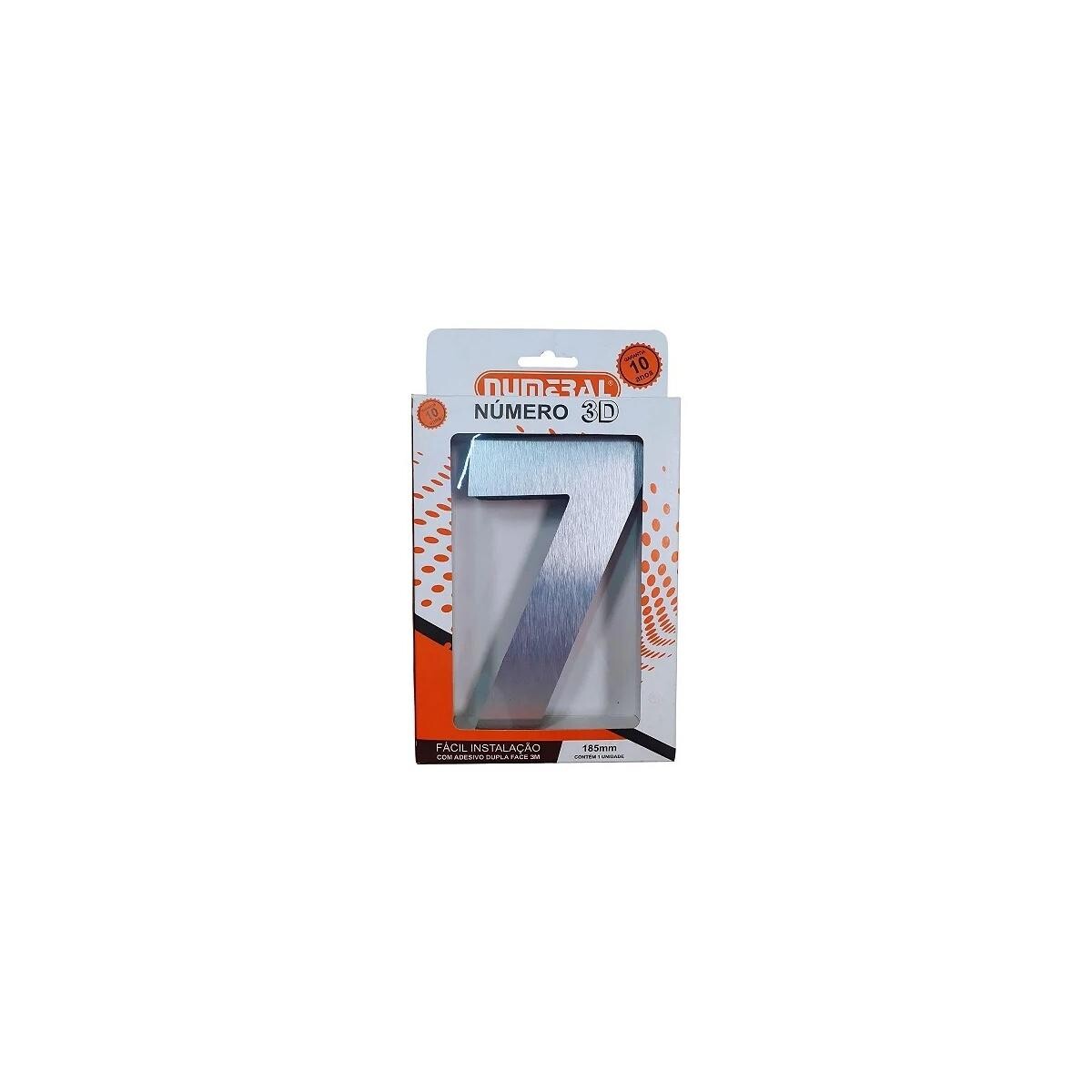 Número Residencial 3d 185mm Aço Escovado - Numeral 7