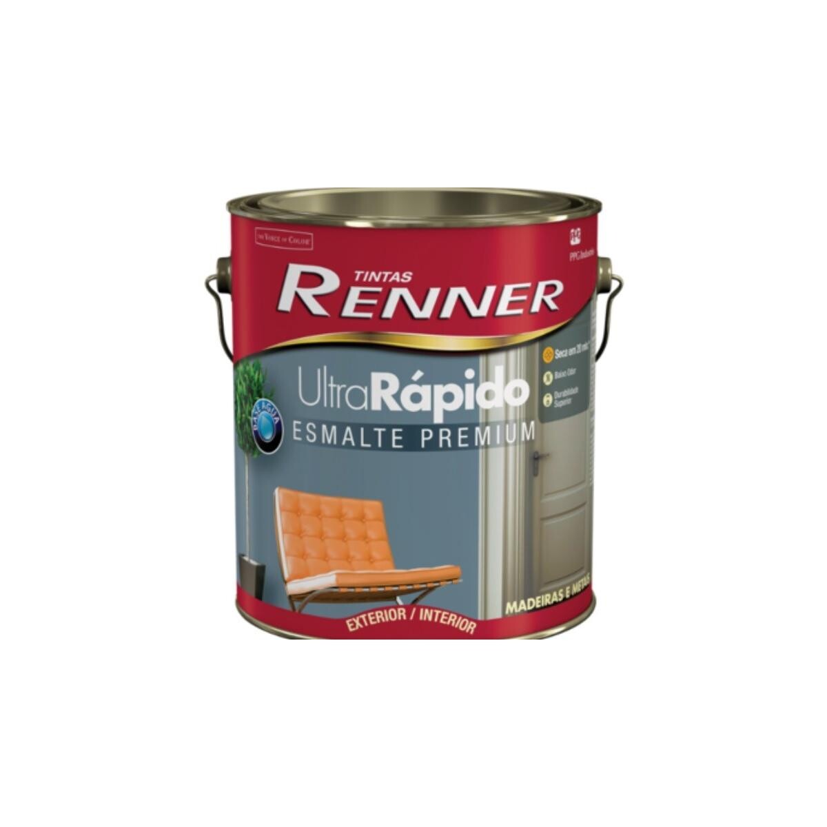 Tinta Esmalte Base água Renner Ultra Rápido Brilho Branco 3,6l